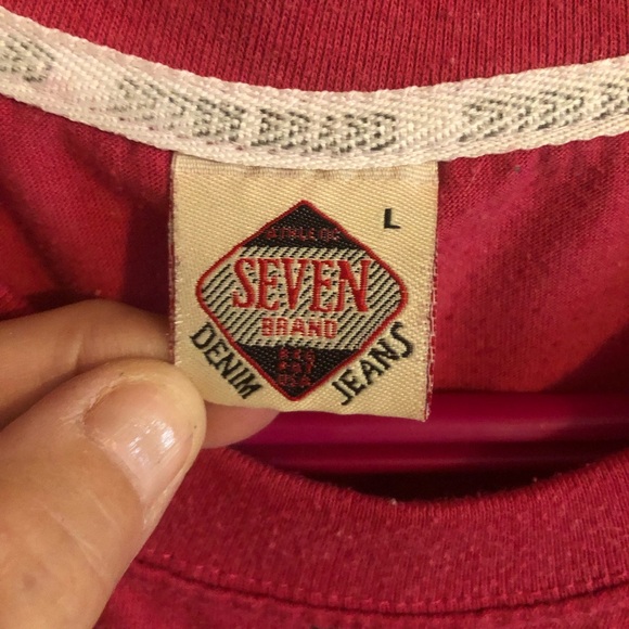 ✨Very Rare!✨ Vintage Y2K Seven Brand Jeans Fuschia Tshirt - LRG - Picture 3 of 7